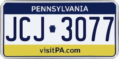 PA license plate JCJ3077