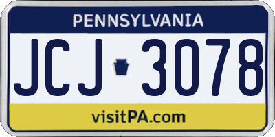 PA license plate JCJ3078