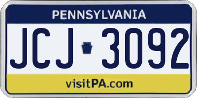 PA license plate JCJ3092
