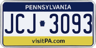 PA license plate JCJ3093