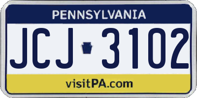 PA license plate JCJ3102