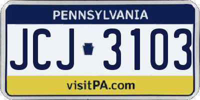 PA license plate JCJ3103