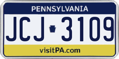 PA license plate JCJ3109