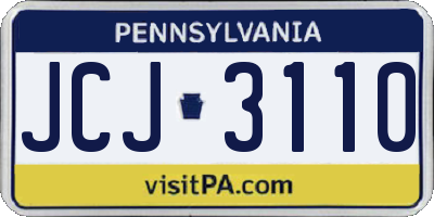 PA license plate JCJ3110