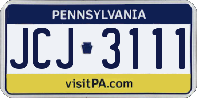 PA license plate JCJ3111