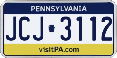 PA license plate JCJ3112