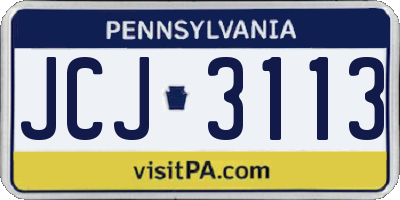 PA license plate JCJ3113