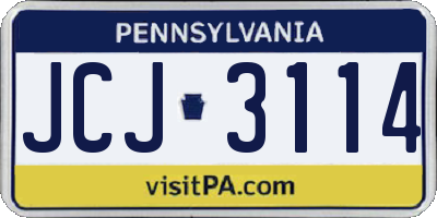 PA license plate JCJ3114