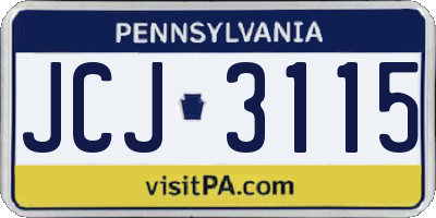 PA license plate JCJ3115