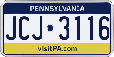 PA license plate JCJ3116