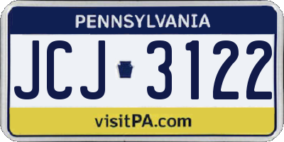 PA license plate JCJ3122