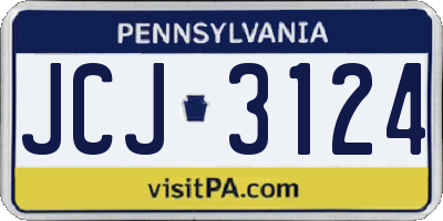 PA license plate JCJ3124