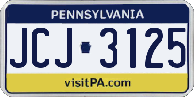 PA license plate JCJ3125