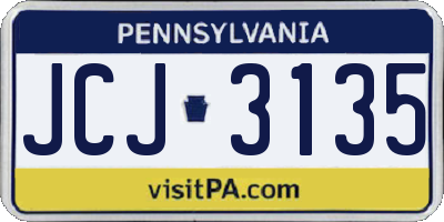 PA license plate JCJ3135