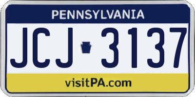 PA license plate JCJ3137