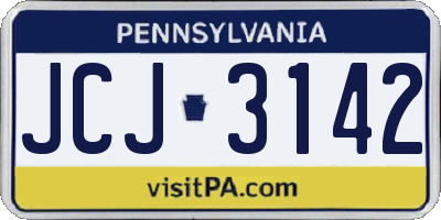 PA license plate JCJ3142