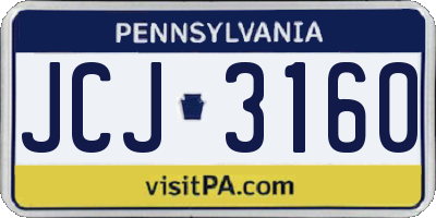 PA license plate JCJ3160