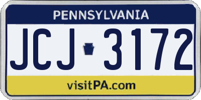 PA license plate JCJ3172