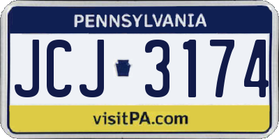 PA license plate JCJ3174