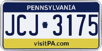 PA license plate JCJ3175