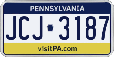 PA license plate JCJ3187