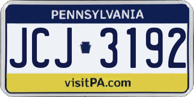 PA license plate JCJ3192