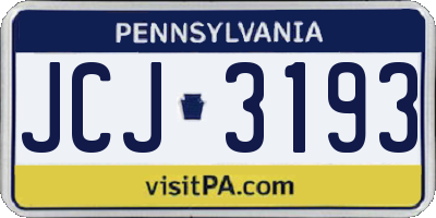 PA license plate JCJ3193