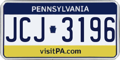 PA license plate JCJ3196