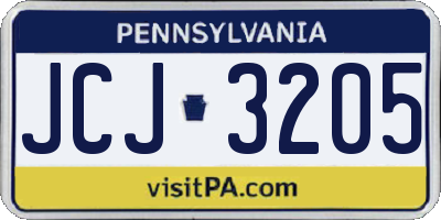 PA license plate JCJ3205