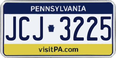 PA license plate JCJ3225