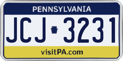PA license plate JCJ3231