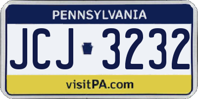 PA license plate JCJ3232