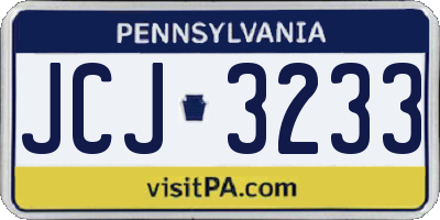 PA license plate JCJ3233