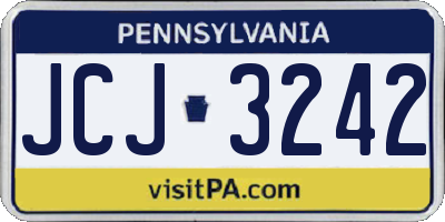 PA license plate JCJ3242