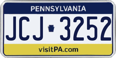 PA license plate JCJ3252