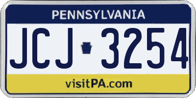 PA license plate JCJ3254