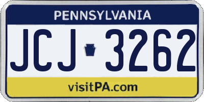 PA license plate JCJ3262
