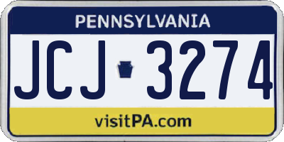 PA license plate JCJ3274