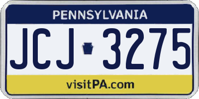 PA license plate JCJ3275