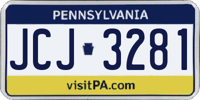 PA license plate JCJ3281
