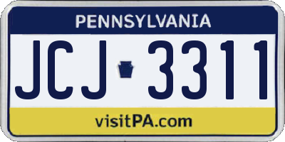 PA license plate JCJ3311