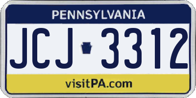 PA license plate JCJ3312