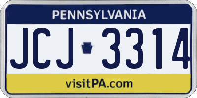 PA license plate JCJ3314