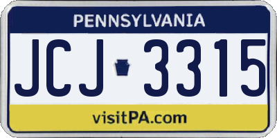 PA license plate JCJ3315