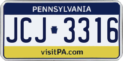 PA license plate JCJ3316