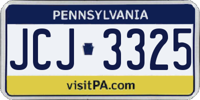 PA license plate JCJ3325