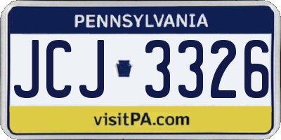 PA license plate JCJ3326