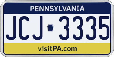 PA license plate JCJ3335