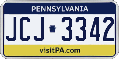 PA license plate JCJ3342