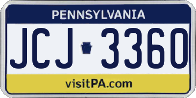 PA license plate JCJ3360